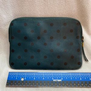 Dark Green Polkadot MadeWell Leather Pouch Clutch